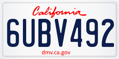 CA license plate 6UBV492