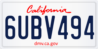 CA license plate 6UBV494