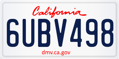 CA license plate 6UBV498