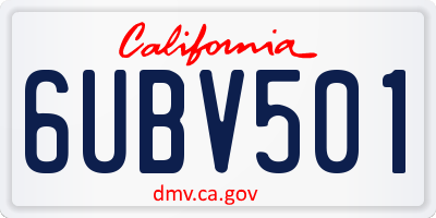 CA license plate 6UBV501
