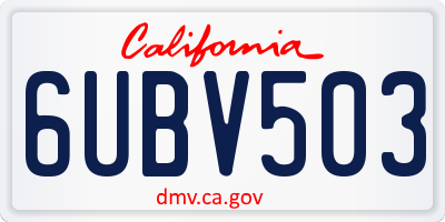 CA license plate 6UBV503