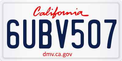 CA license plate 6UBV507
