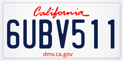 CA license plate 6UBV511