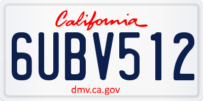 CA license plate 6UBV512