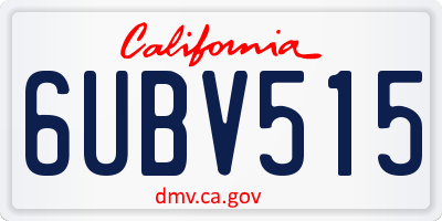 CA license plate 6UBV515