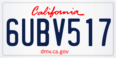 CA license plate 6UBV517