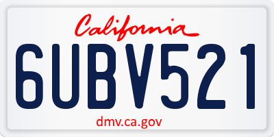 CA license plate 6UBV521