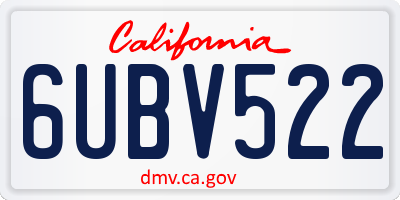 CA license plate 6UBV522