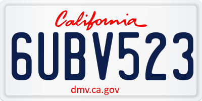 CA license plate 6UBV523