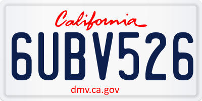 CA license plate 6UBV526