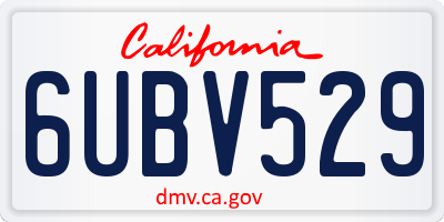 CA license plate 6UBV529