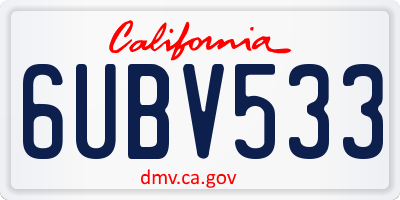 CA license plate 6UBV533