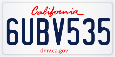 CA license plate 6UBV535