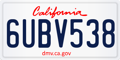 CA license plate 6UBV538