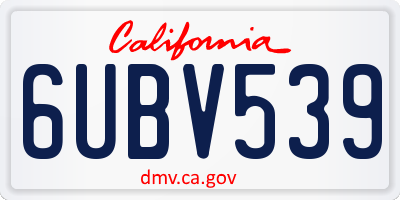 CA license plate 6UBV539