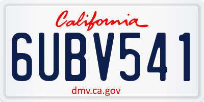 CA license plate 6UBV541