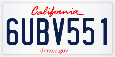CA license plate 6UBV551