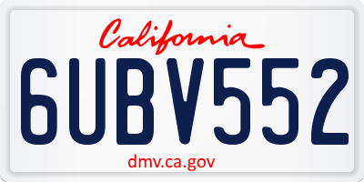CA license plate 6UBV552