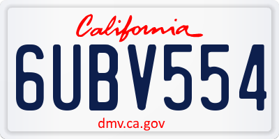 CA license plate 6UBV554