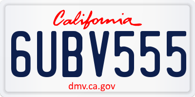 CA license plate 6UBV555