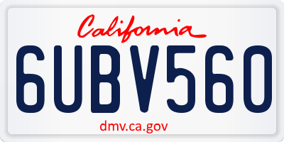 CA license plate 6UBV560