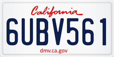 CA license plate 6UBV561