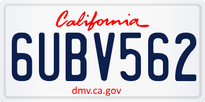 CA license plate 6UBV562