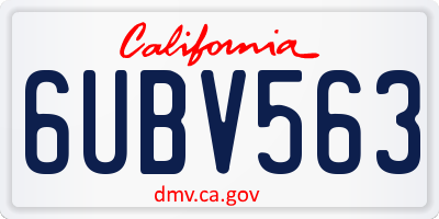 CA license plate 6UBV563