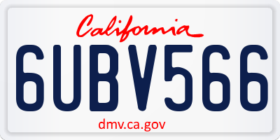 CA license plate 6UBV566