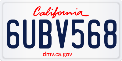 CA license plate 6UBV568