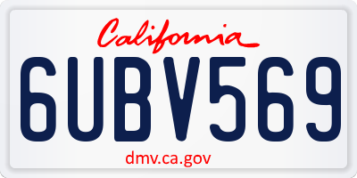 CA license plate 6UBV569