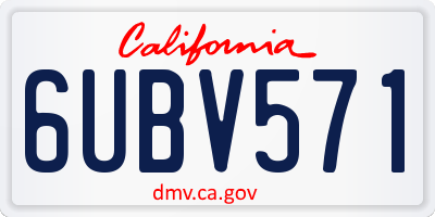 CA license plate 6UBV571