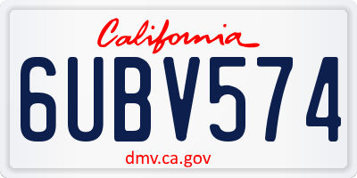 CA license plate 6UBV574