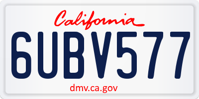 CA license plate 6UBV577