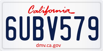 CA license plate 6UBV579