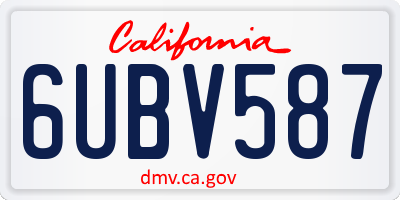 CA license plate 6UBV587