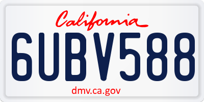 CA license plate 6UBV588