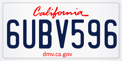 CA license plate 6UBV596