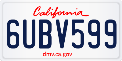 CA license plate 6UBV599