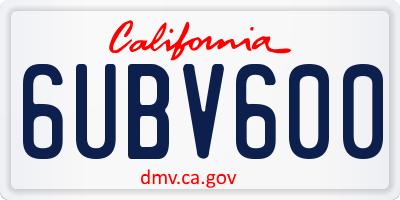 CA license plate 6UBV600