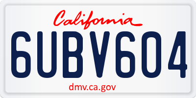 CA license plate 6UBV604