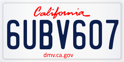 CA license plate 6UBV607