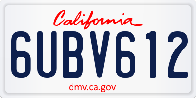 CA license plate 6UBV612