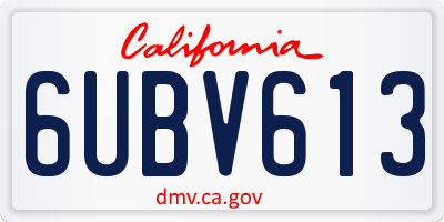 CA license plate 6UBV613
