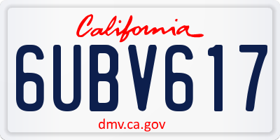 CA license plate 6UBV617