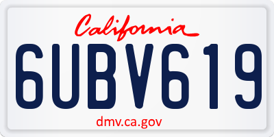 CA license plate 6UBV619