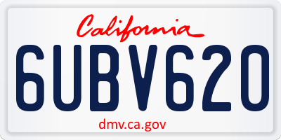 CA license plate 6UBV620