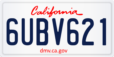 CA license plate 6UBV621