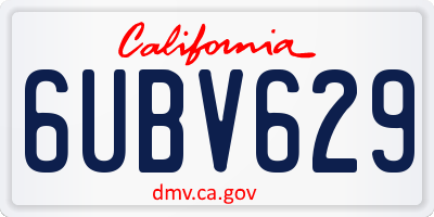 CA license plate 6UBV629