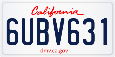 CA license plate 6UBV631